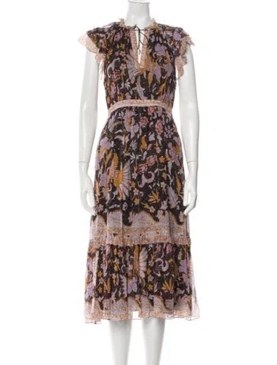 Pre-owned Ulla Johnson Silk Midi Length Dress In Multi