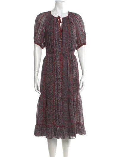Pre-owned Ulla Johnson Silk Midi Length Dress In Multi