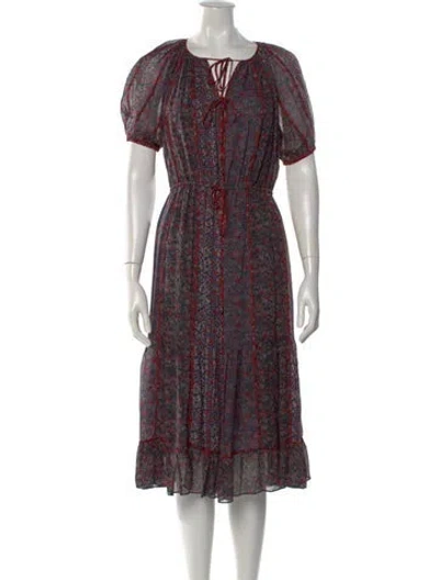 Pre-owned Ulla Johnson Silk Midi Length Dress In Multi
