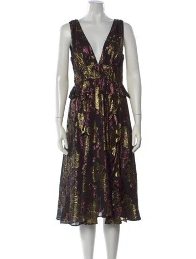 Pre-owned Ulla Johnson Silk Midi Length Dress In Multi