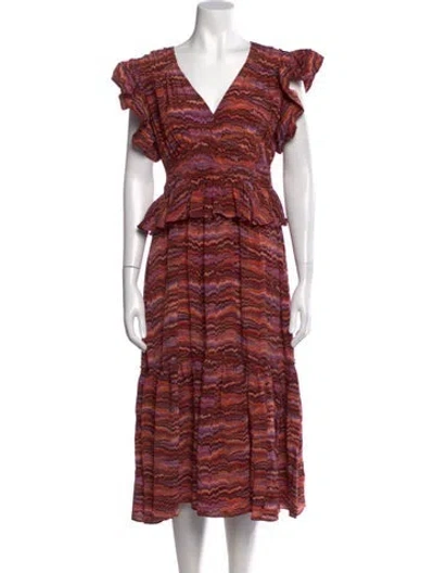 Pre-owned Ulla Johnson Silk Midi Length Dress In Multi