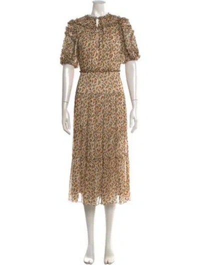 Pre-owned Ulla Johnson Silk Midi Length Dress In Multi