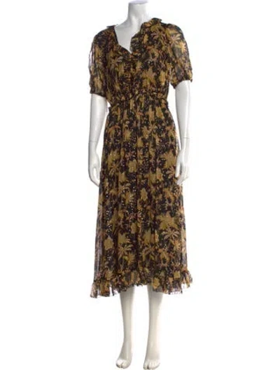 Pre-owned Ulla Johnson Silk Midi Length Dress In Multi