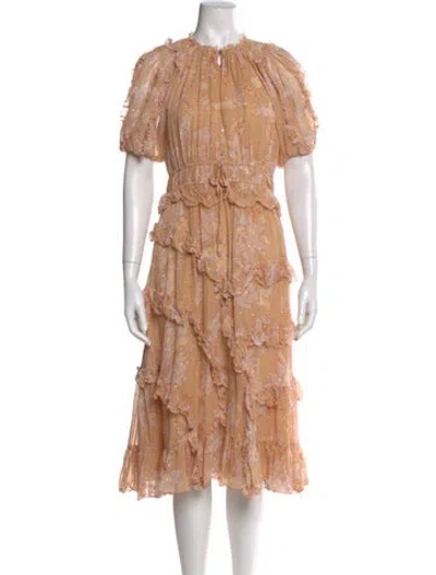 Pre-owned Ulla Johnson Silk Midi Length Dress In Neutral