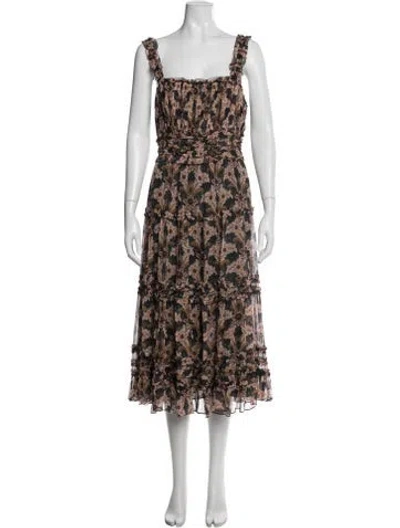 Pre-owned Ulla Johnson Silk Midi Length Dress In Neutral
