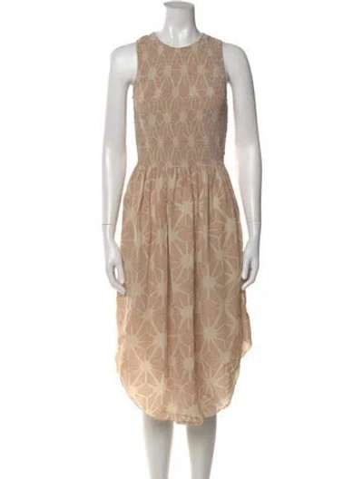 Pre-owned Ulla Johnson Silk Midi Length Dress In Neutral