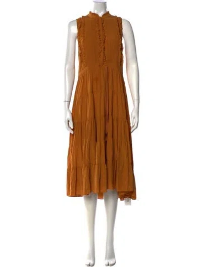 Pre-owned Ulla Johnson Silk Midi Length Dress In Neutral