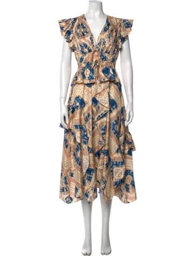 Pre-owned Ulla Johnson Silk Midi Length Dress In Neutral