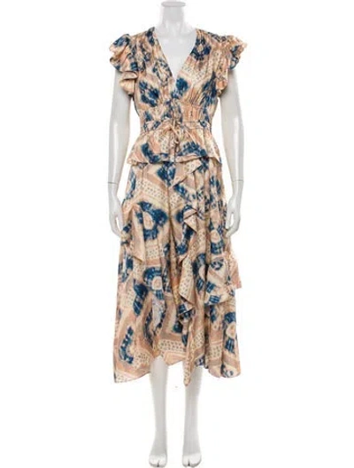 Pre-owned Ulla Johnson Silk Midi Length Dress In Neutrals