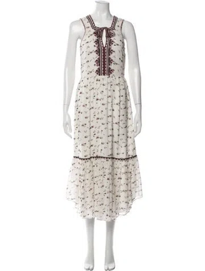 Pre-owned Ulla Johnson Silk Midi Length Dress In Neutrals/white