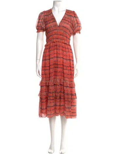 Pre-owned Ulla Johnson Silk Midi Length Dress In Orange