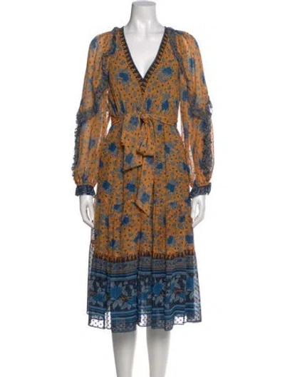 Pre-owned Ulla Johnson Silk Midi Length Dress In Orange