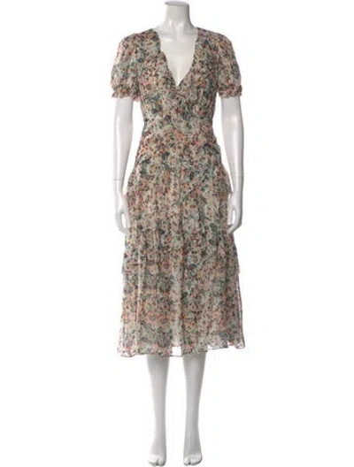 Pre-owned Ulla Johnson Silk Midi Length Dress In Orange