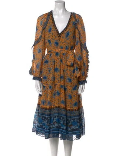 Pre-owned Ulla Johnson Silk Midi Length Dress In Orange