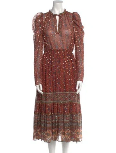 Pre-owned Ulla Johnson Silk Midi Length Dress In Orange