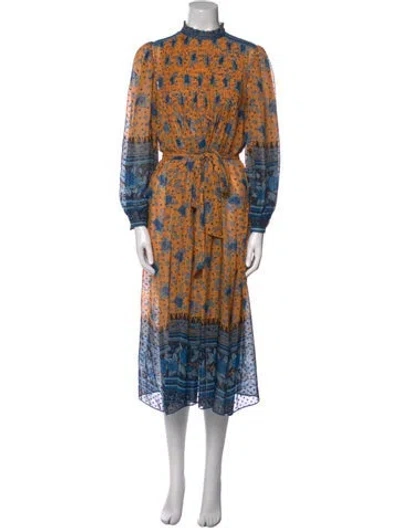 Pre-owned Ulla Johnson Silk Midi Length Dress In Orange