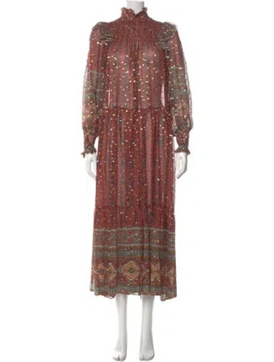 Pre-owned Ulla Johnson Silk Midi Length Dress In Orange