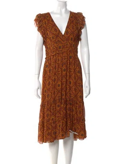 Pre-owned Ulla Johnson Silk Midi Length Dress In Orange