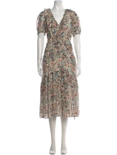 Pre-owned Ulla Johnson Silk Midi Length Dress In Orange