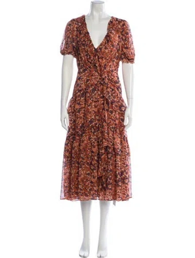 Pre-owned Ulla Johnson Silk Midi Length Dress In Orange