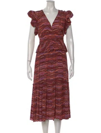Pre-owned Ulla Johnson Silk Midi Length Dress In Orange