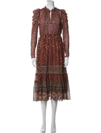 Pre-owned Ulla Johnson Silk Midi Length Dress In Orange