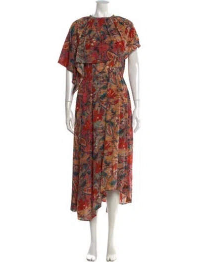 Pre-owned Ulla Johnson Silk Midi Length Dress In Orange