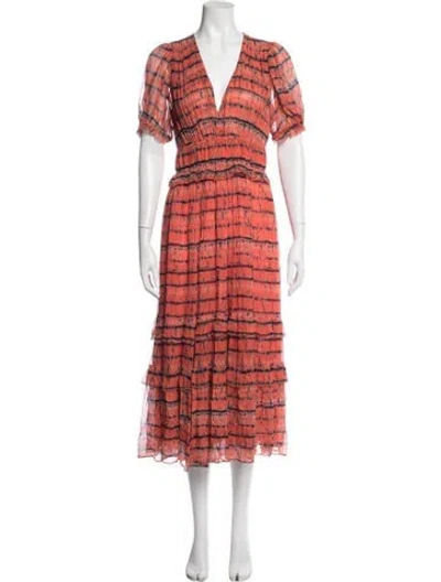 Pre-owned Ulla Johnson Silk Midi Length Dress In Orange
