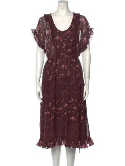 Pre-owned Ulla Johnson Silk Midi Length Dress In Purple