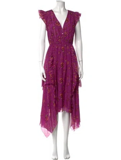 Pre-owned Ulla Johnson Silk Midi Length Dress In Purple