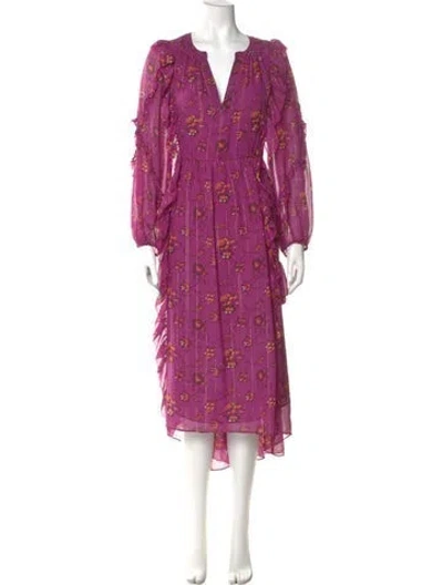 Pre-owned Ulla Johnson Silk Midi Length Dress In Purple