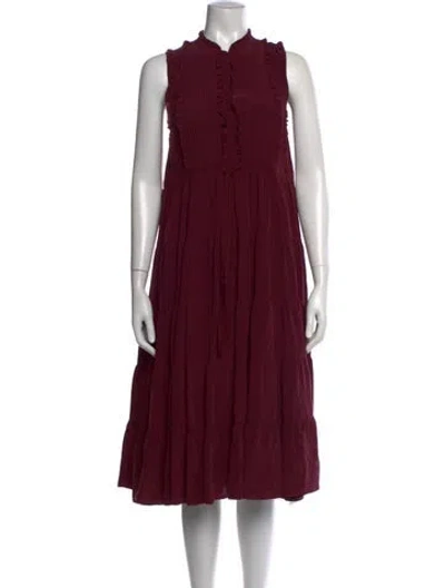 Pre-owned Ulla Johnson Silk Midi Length Dress In Purple