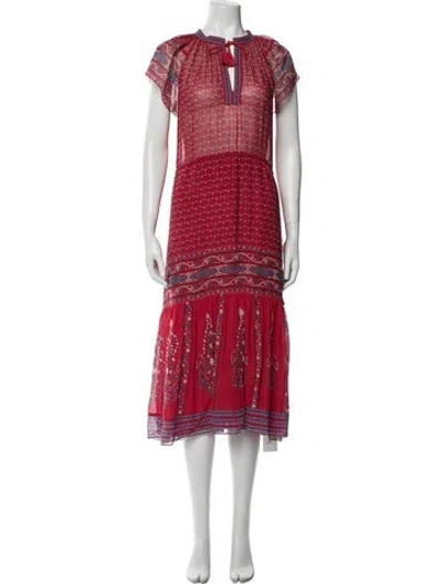 Pre-owned Ulla Johnson Silk Midi Length Dress In Red