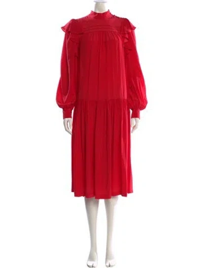 Pre-owned Ulla Johnson Silk Midi Length Dress In Red