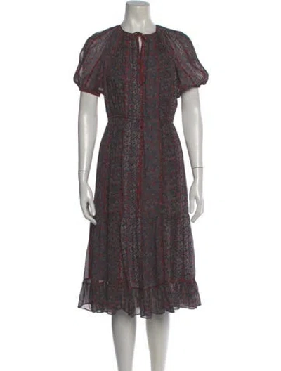 Pre-owned Ulla Johnson Silk Midi Length Dress In Red