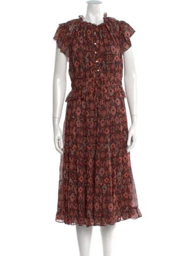 Pre-owned Ulla Johnson Silk Midi Length Dress In Red