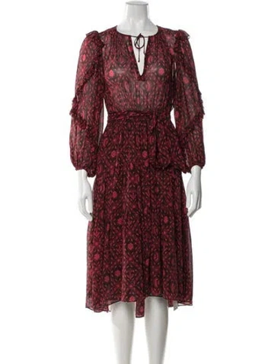Pre-owned Ulla Johnson Silk Midi Length Dress In Red