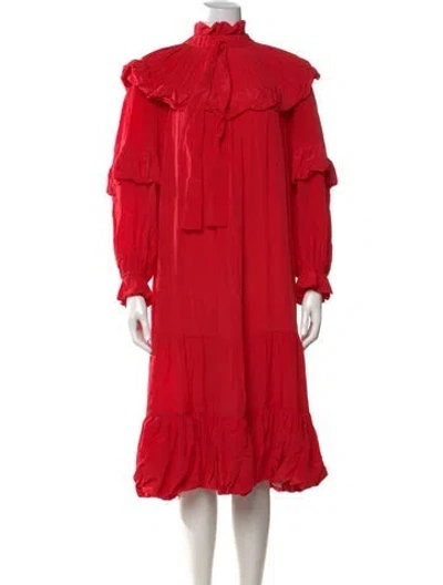 Pre-owned Ulla Johnson Silk Midi Length Dress In Red