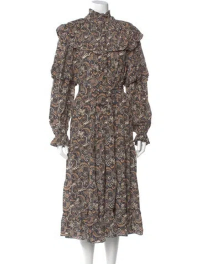 Pre-owned Ulla Johnson Silk Midi Length Dress W/ Tags In Blue