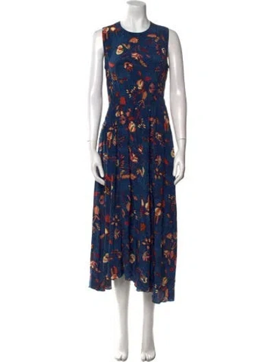 Pre-owned Ulla Johnson Silk Midi Length Dress W/ Tags In Blue