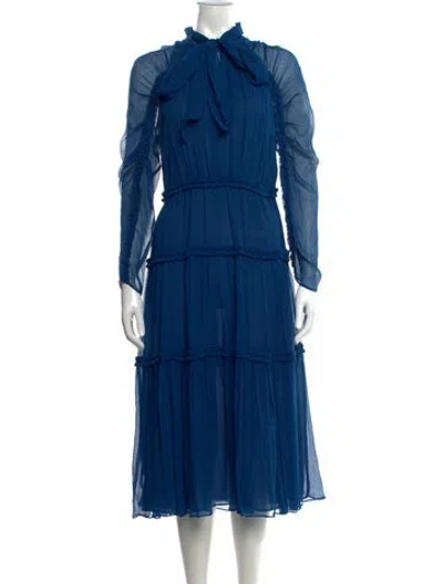 Pre-owned Ulla Johnson Silk Midi Length Dress W/ Tags In Blue