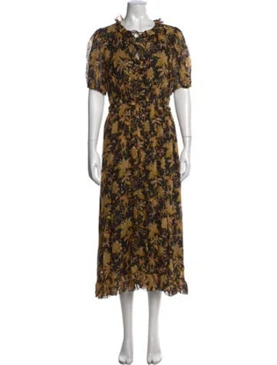 Pre-owned Ulla Johnson Silk Midi Length Dress W/ Tags In Brown