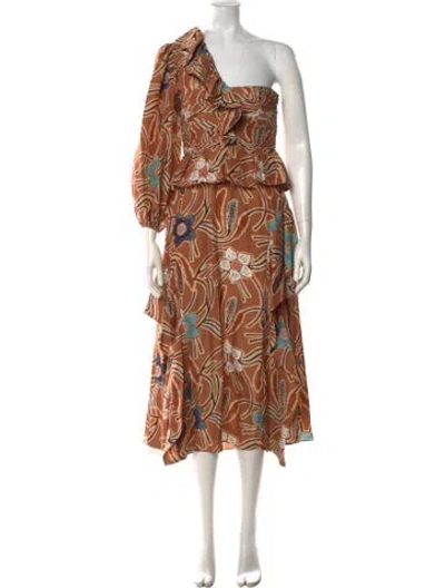 Pre-owned Ulla Johnson Silk Midi Length Dress W/ Tags In Brown