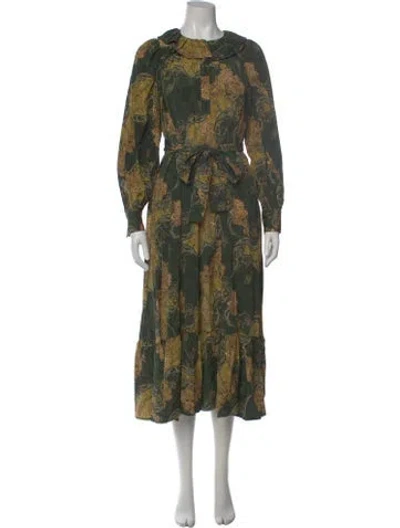 Pre-owned Ulla Johnson Silk Midi Length Dress W/ Tags In Green