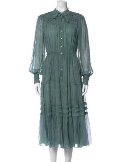 Pre-owned Ulla Johnson Silk Midi Length Dress W/ Tags In Green