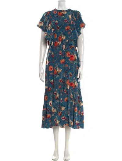 Pre-owned Ulla Johnson Silk Midi Length Dress W/ Tags In Multi