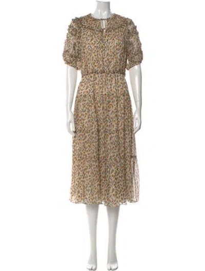 Pre-owned Ulla Johnson Silk Midi Length Dress W/ Tags In Neutral