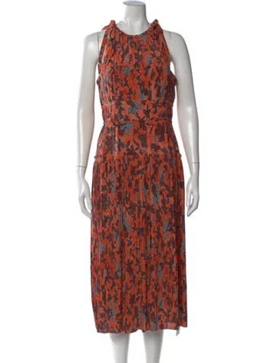 Pre-owned Ulla Johnson Silk Midi Length Dress W/ Tags In Orange