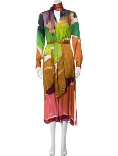Pre-owned Ulla Johnson Silk Midi Length Dress W/ Tags In Orange