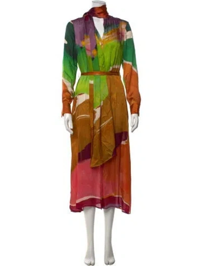 Pre-owned Ulla Johnson Silk Midi Length Dress W/ Tags In Orange
